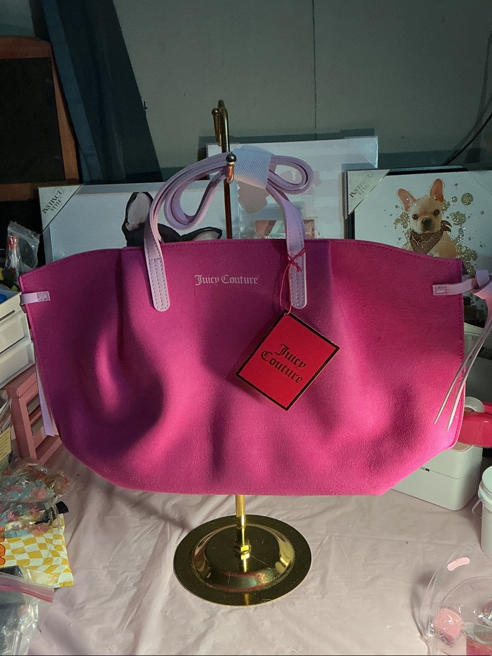 GWP! Juicy Couture Hot Pink Tote with Pale Pink Handles